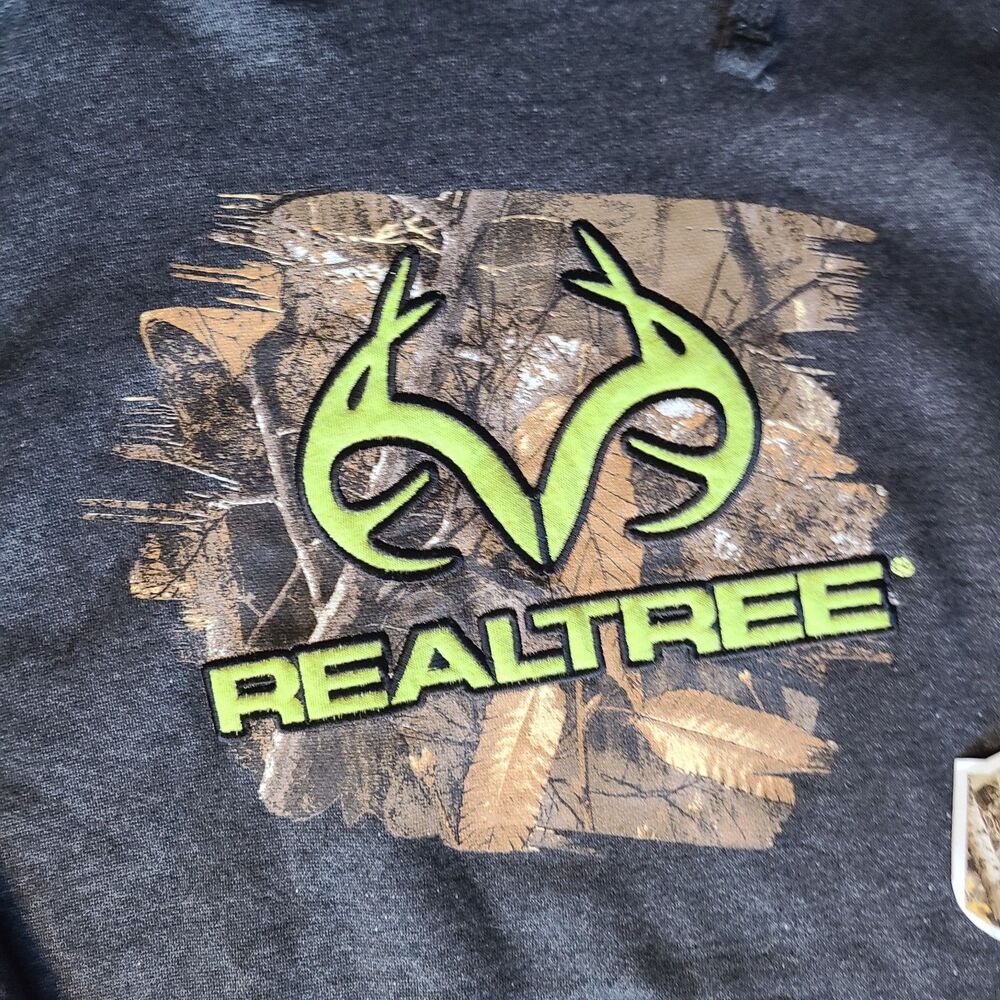 Realtree Hoodie Mens Large Gray Camo Lined Pullover Hunting Sweatshirt NWT - Picture 4 of 9